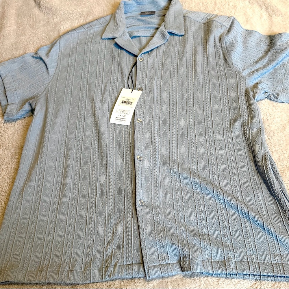 Stylish Level Ten Light Blue Men's Button Down Shirt